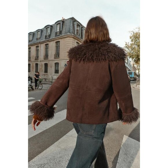 ZARA DOUBLE-FACED FAUX FUR JACKET - Picture 6 of 9